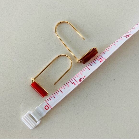 NEW REVOLVE NORDSTROM 18kt Gold Filled Vermeil Orange Red Carnelian Bead Earring - Picture 6 of 9